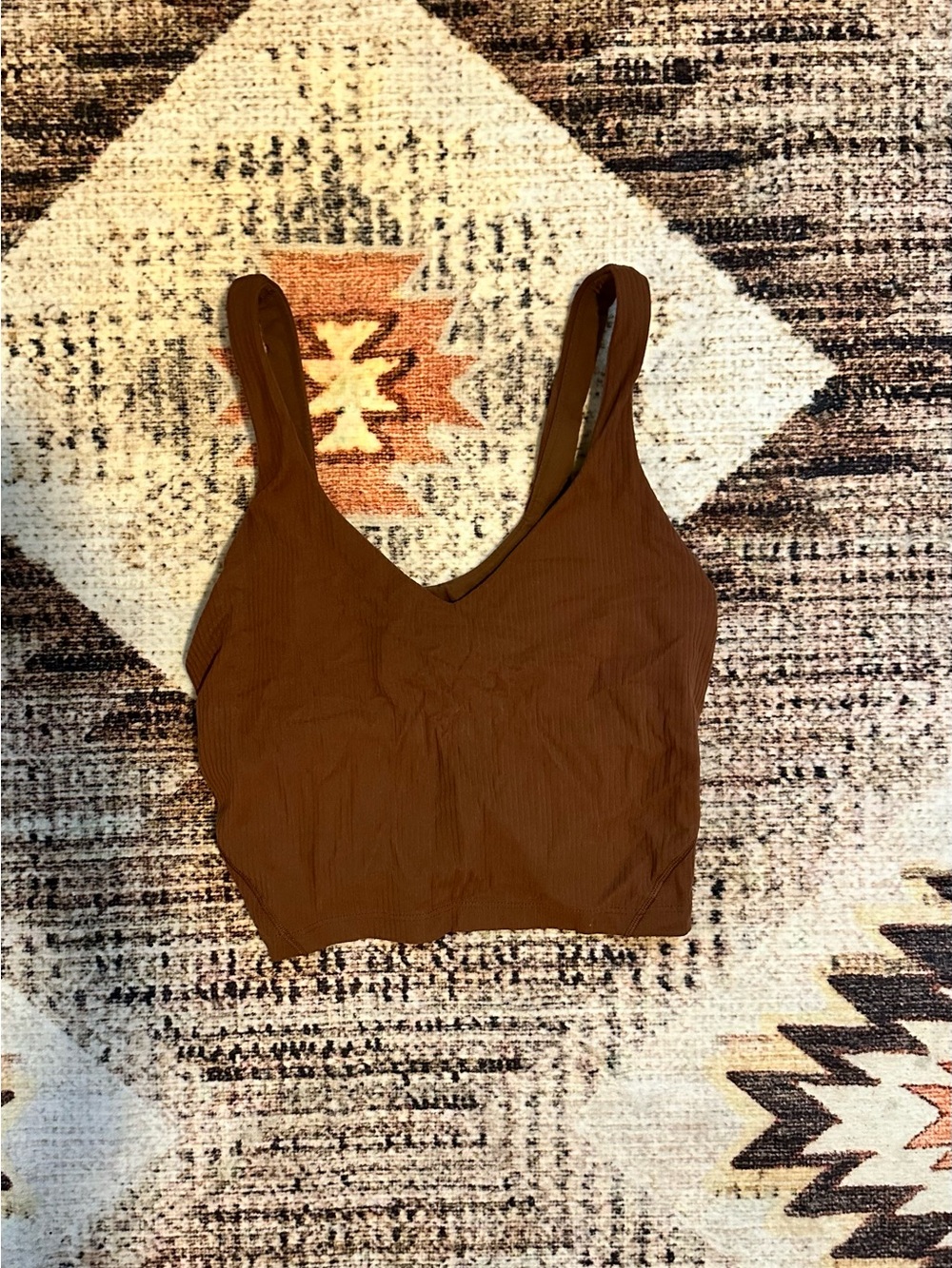 Lululemon Women's Brown V-Neck Crop Tank Top
